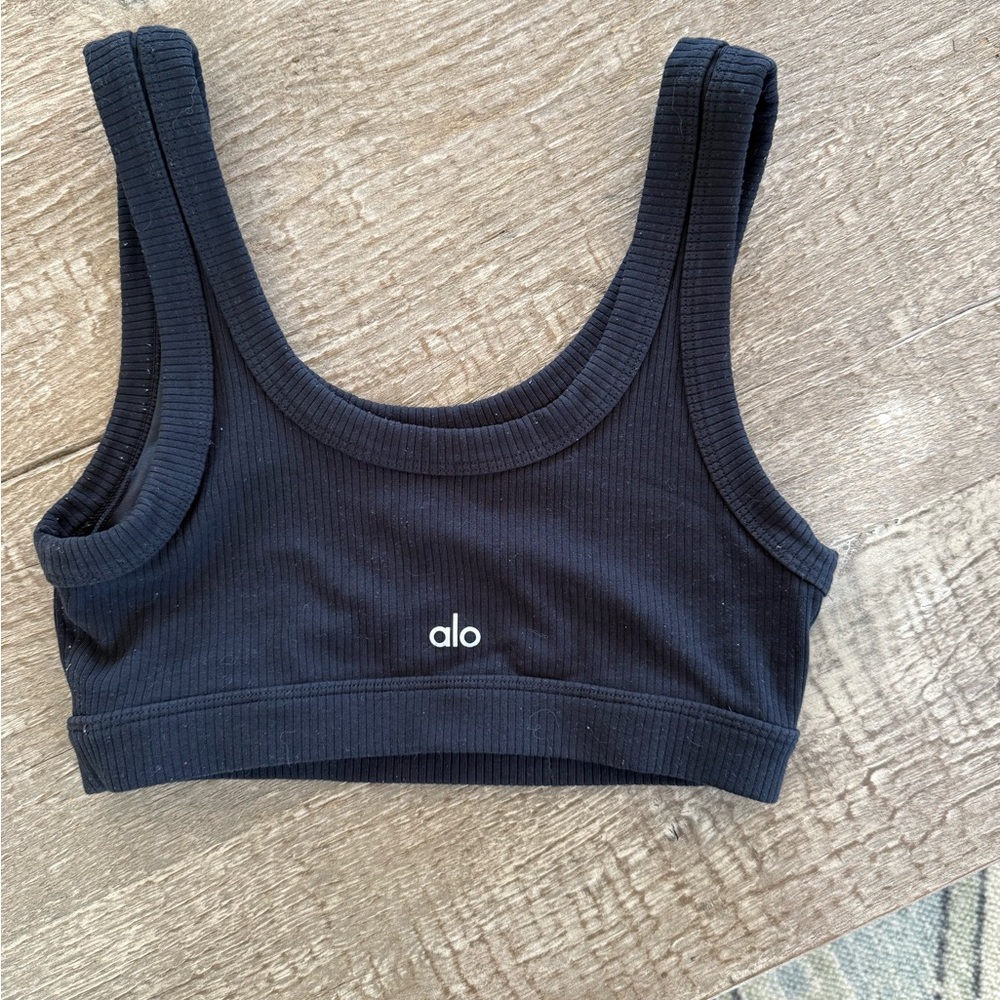 ALO Yoga Black Ribbed Bra
